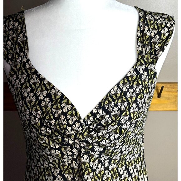 Tiana B Dress Black Green A-line Midi Comfy Fit Flare Preppy Fall Layers Women M - Picture 2 of 11